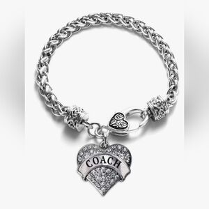 COACH Silver Heart Charm Bracelet - Silver Tone